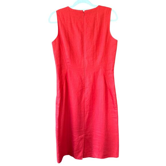 Talbots Red 100% Irish Linen Sheath Dress sz 8 Classic Career Minimalist Mature - Picture 2 of 9